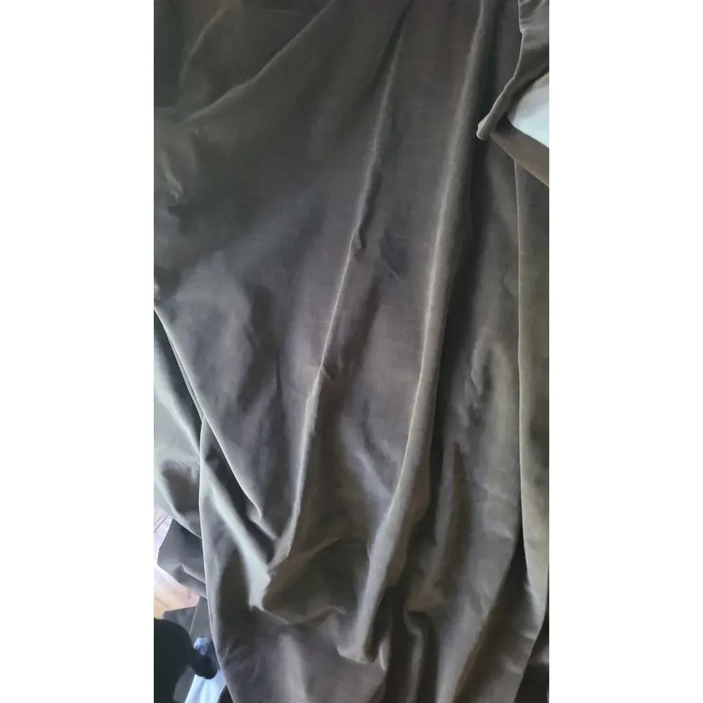 Restoration Hardware Italian Cotton Velvet Solid Green Curtain Panel